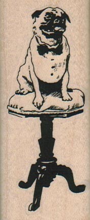 Pug On Table 1 1/4 x 3" Rubber Stamp, Dog Stamp, Dog Lover Stamp