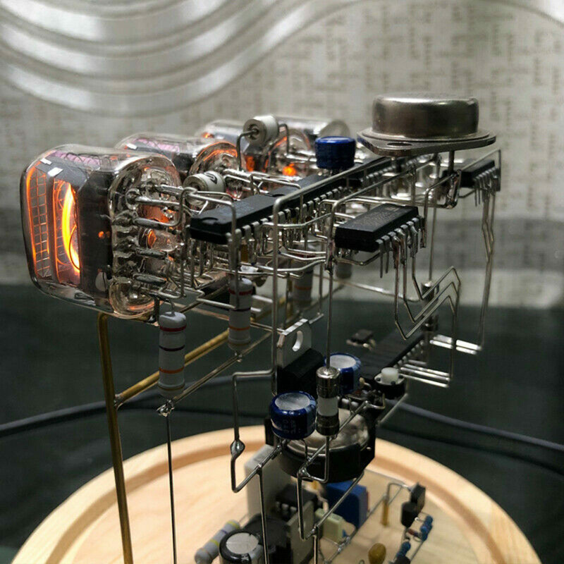 Classic Vintage IN-12 Nixie Tube Clock Kit DIY Unassembled W/Round Glass Case US