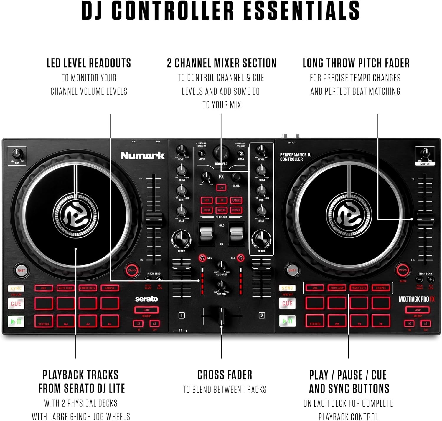 Intuitive Serato DJ Controller with Performance Pads
