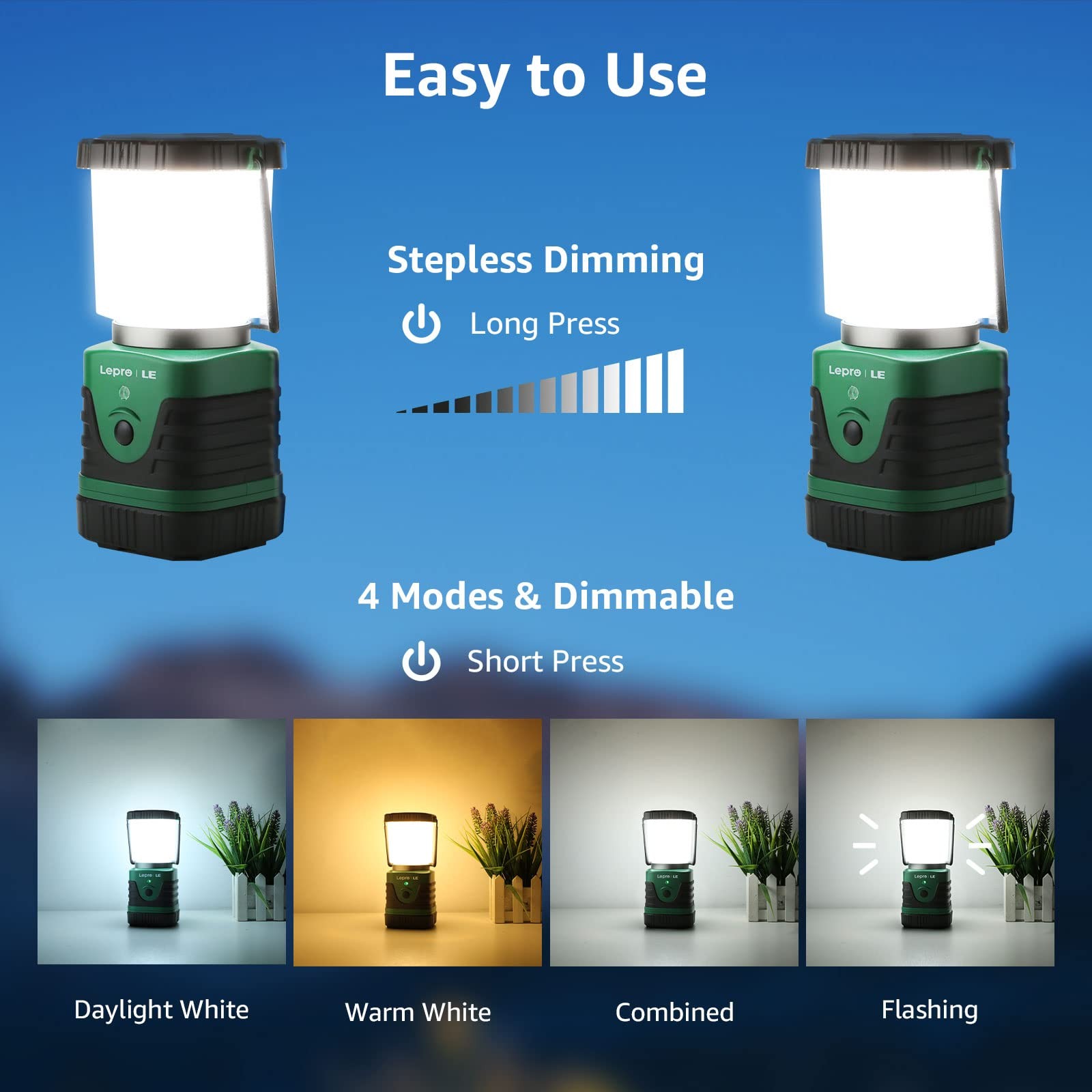 Lighting EVER 1000LM LED Camping Lantern Rechargeable 4400mAh Power Bank