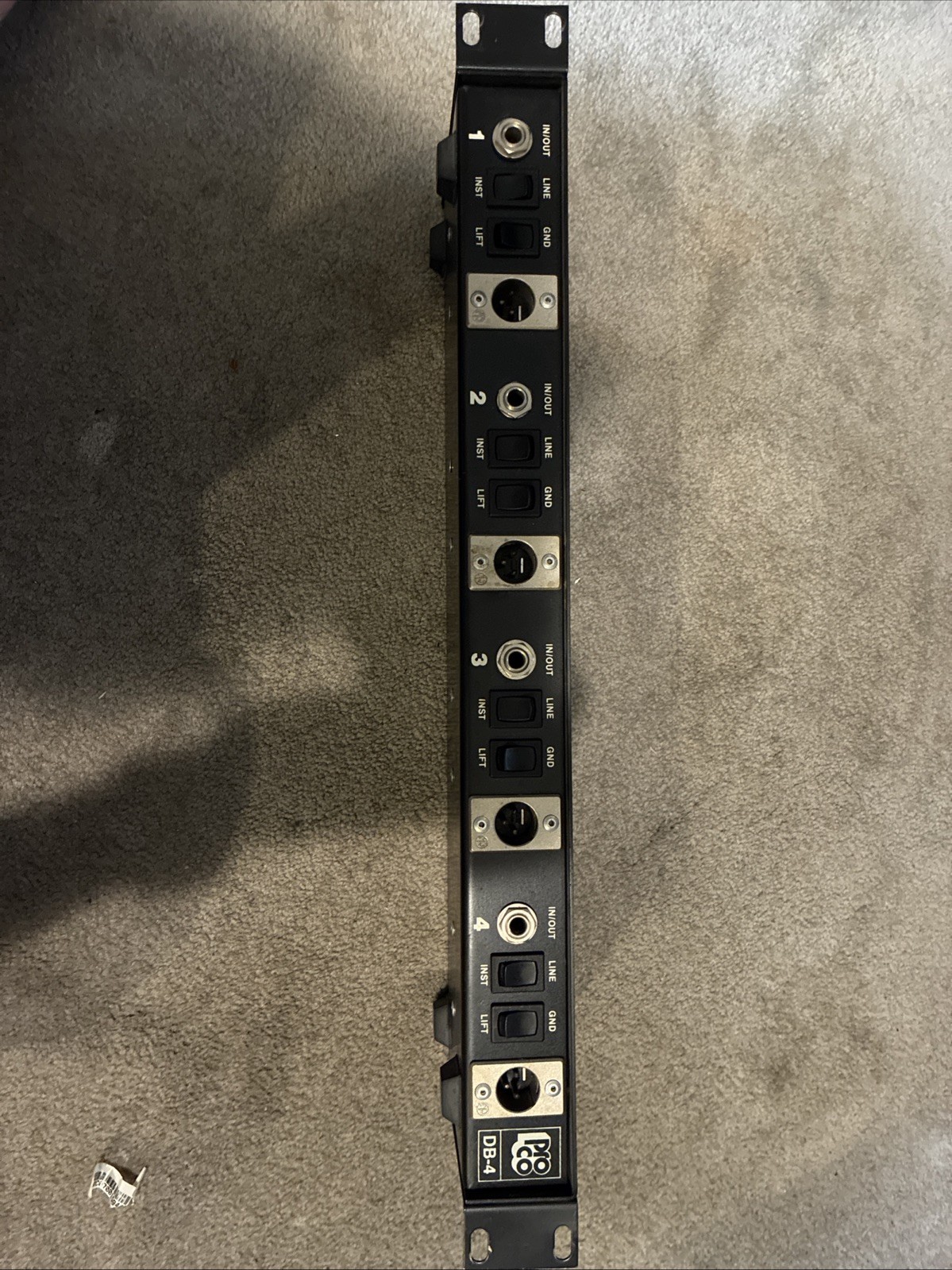 Pro Co DB-4 rackmount direct box For Interfacing Instrument/Midi Systems
