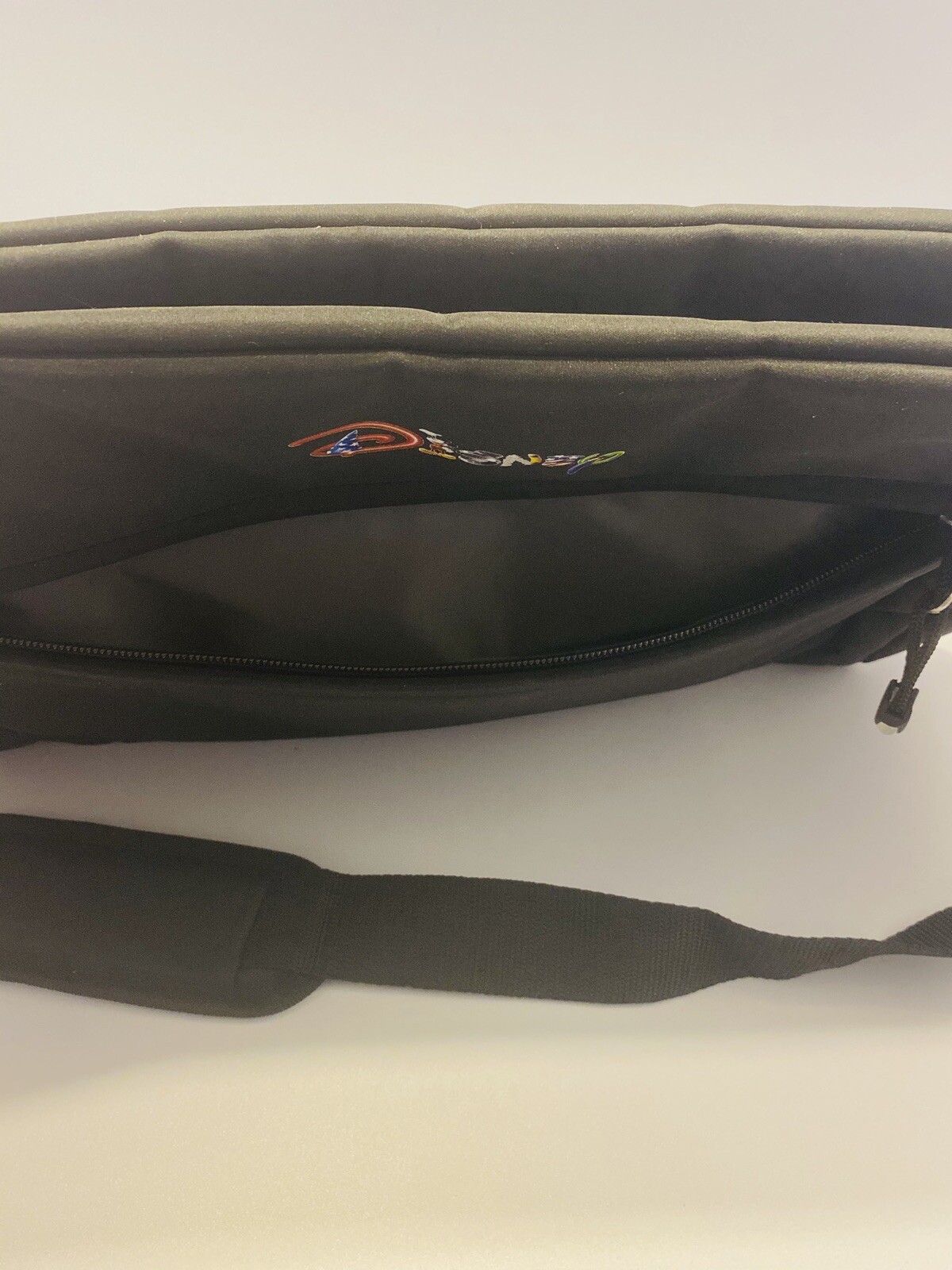 Disney Black Carry Case Shoulder Strap Polyester Zip Closures Padded Work Travel