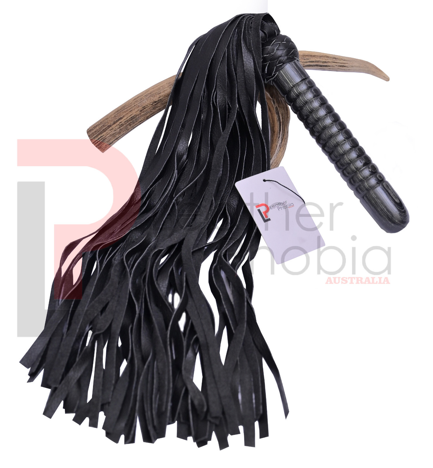50 Tails Flogger Laminated Carved Wood Handle Handmade Real Nubuck tick leather