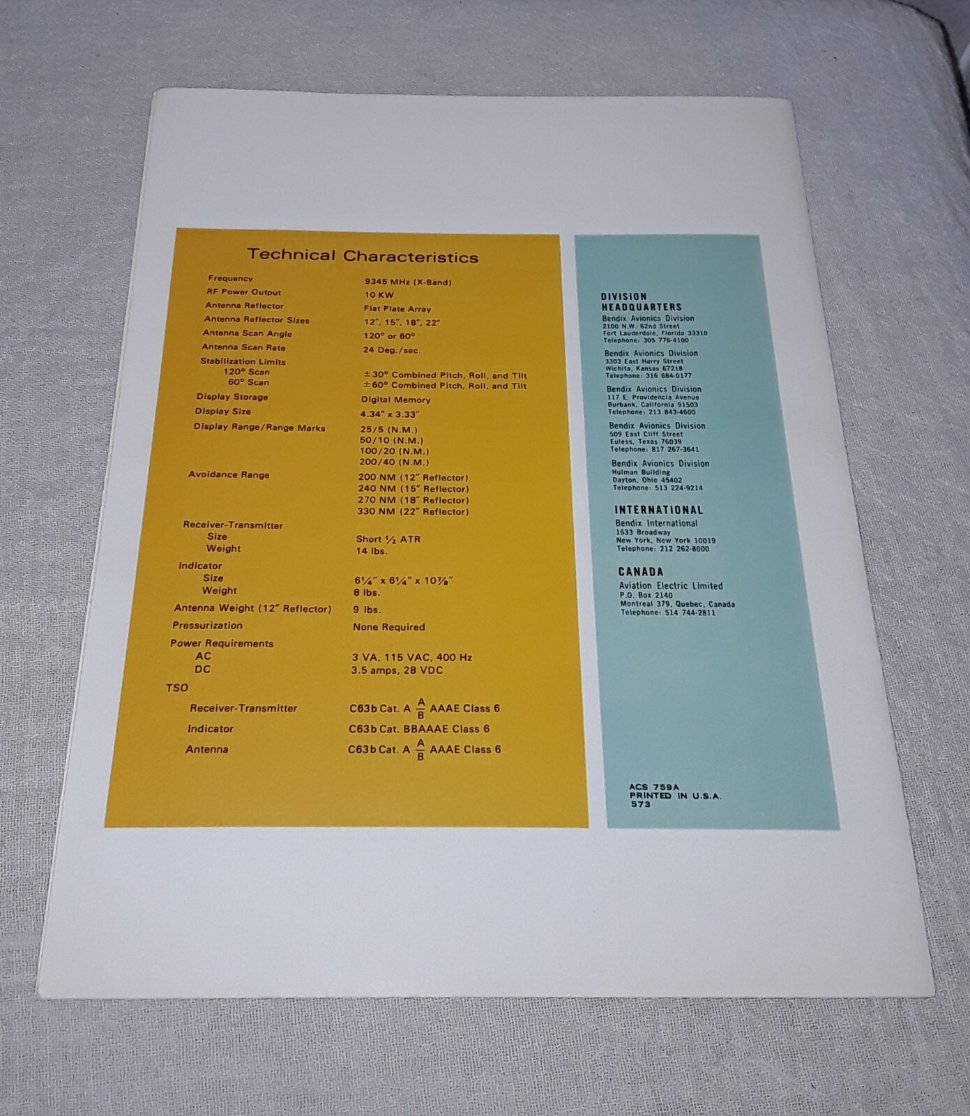 BENDIX RDR 1200 WEATHERVISION SYSTEM SALES BROCHURE