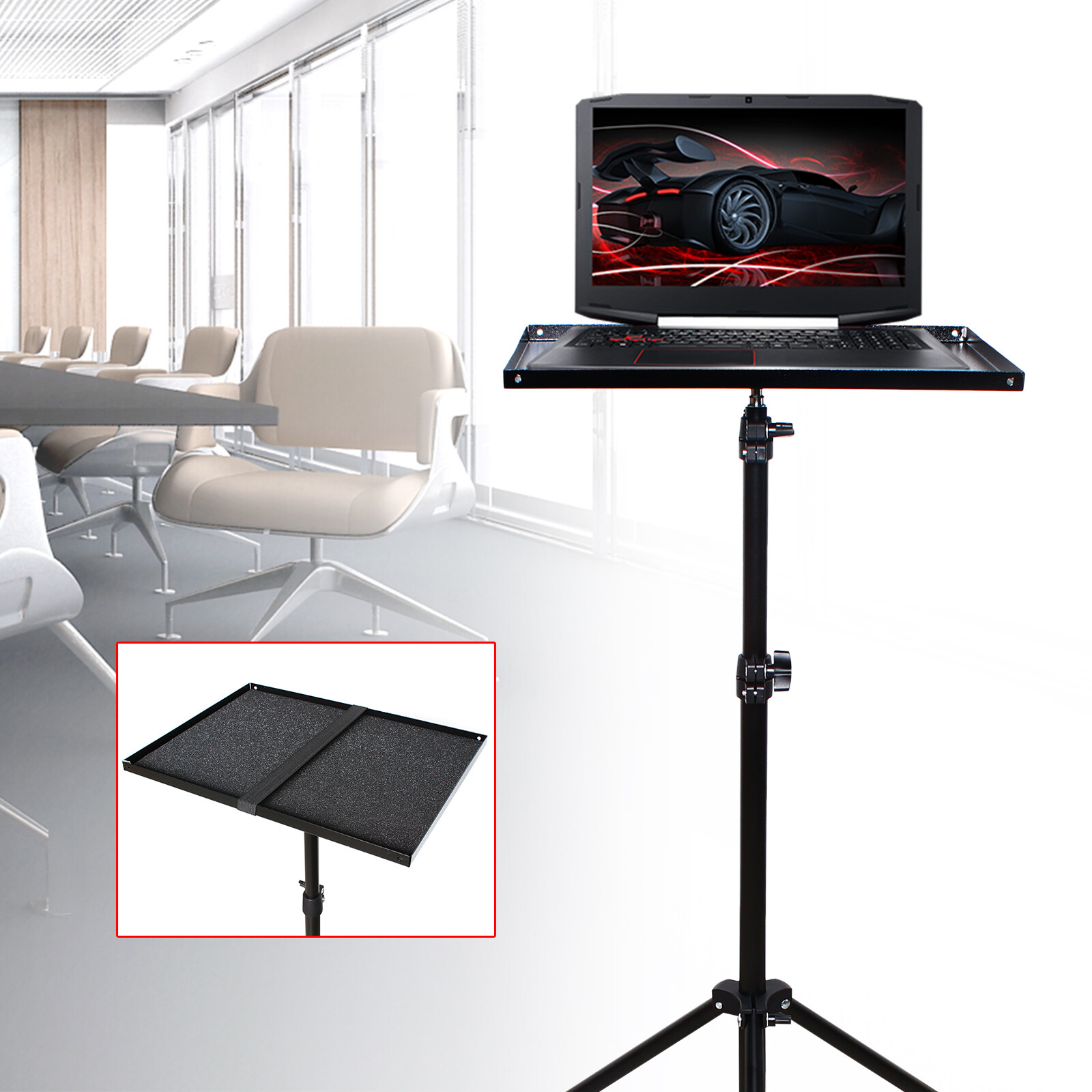 Laptop Stand - Tripod Floor Stand for Computer, Projector, DJ Equipment