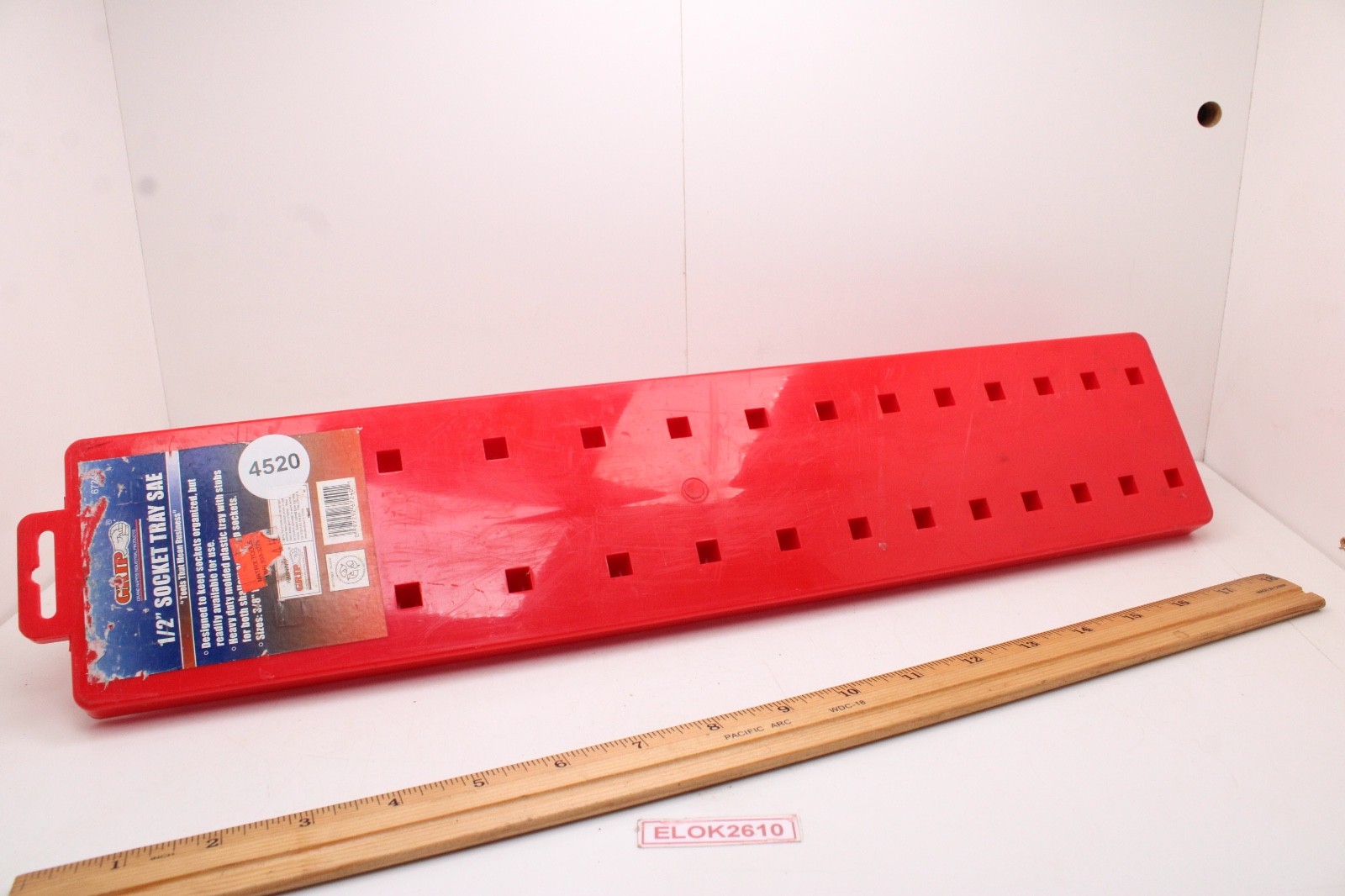 Grip 67224 1/2" Drive SAE 28 Position Standard/Deep Red Socket Tray Organizer