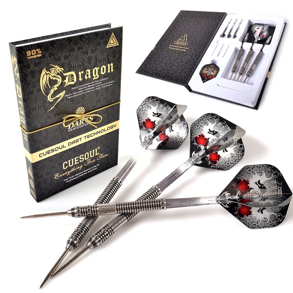 CUESOUL Dragon Fashionable 26 Grams 90% tungsten Steel Tip Darts Set,Barrel with