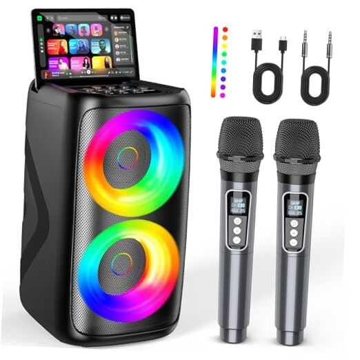 Karaoke Machine for Adults: Portable Bluetooth Speaker with 2 Wireless Karaoke