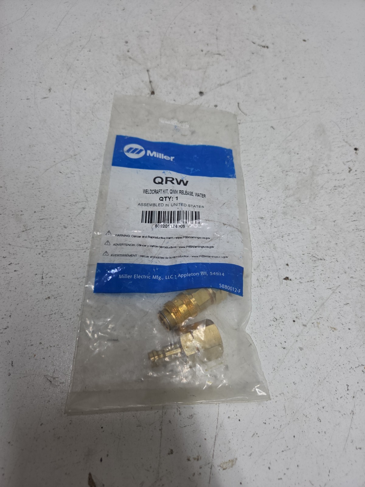 Miller Weldcraft QRW Kit Qwik Release Water **NOS**