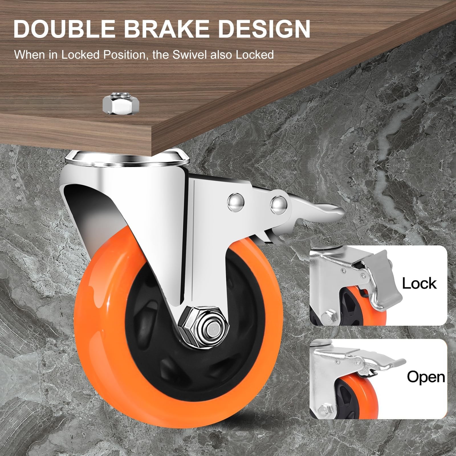 Stem Casters Heavy Duty Casters Swivel Threaded Stem Caster Wheels with 3/8"-...