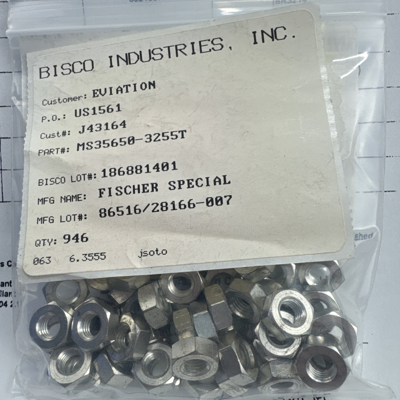 (50) MS35650-3255T Nut Hex 1/4-28 Copper/Tin Plated 5310-00-437-8523