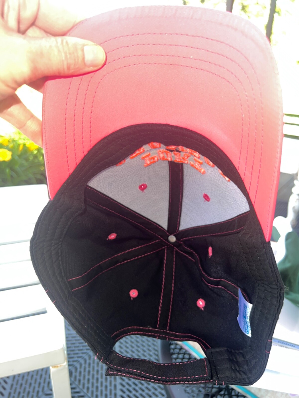 Port Aransas Black and Bright Pink Hat Cap Hook Loop VGC