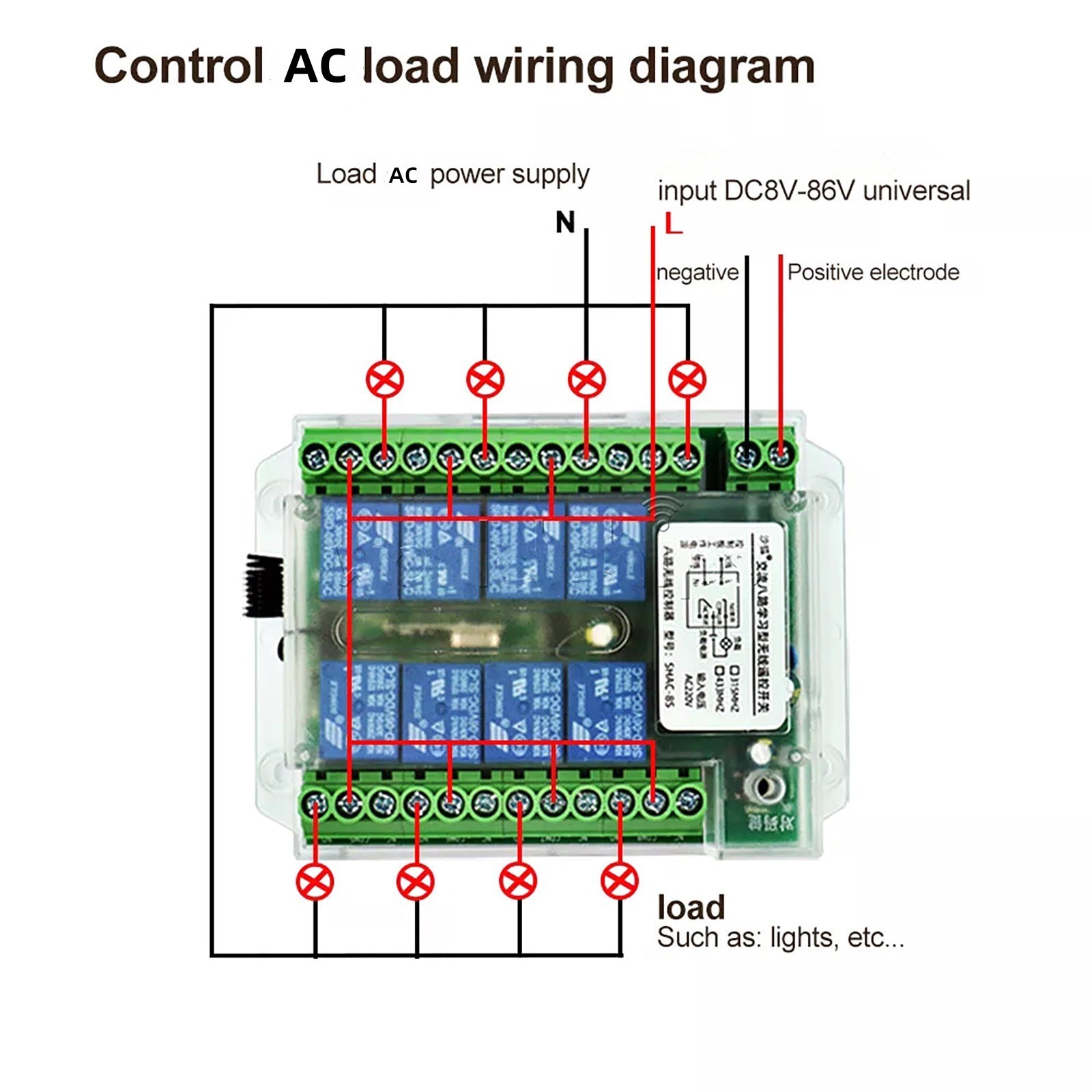 Low Consumption 8 Channel Wireless RF433MHz Remote Control Switch Relay Module