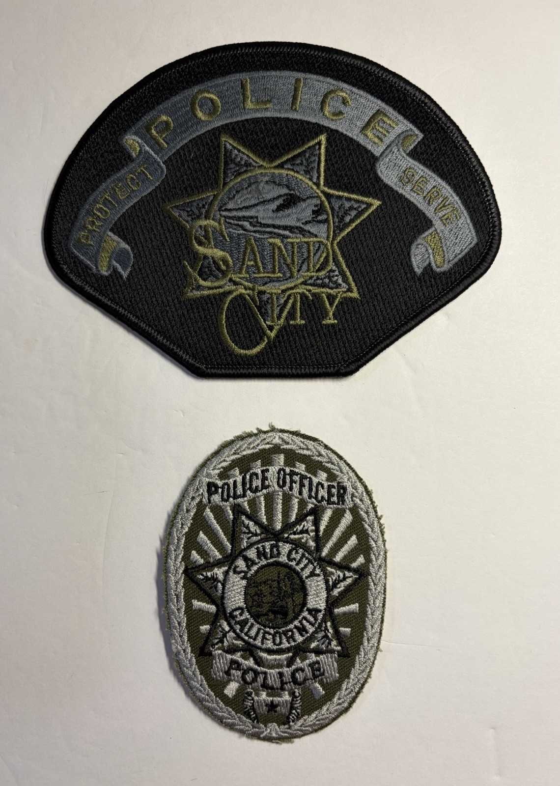 CALIFORNIA SAND CITY POLICE SUBDUED SWAT 2 PATCH SET MONTEREY COUNTY #D33