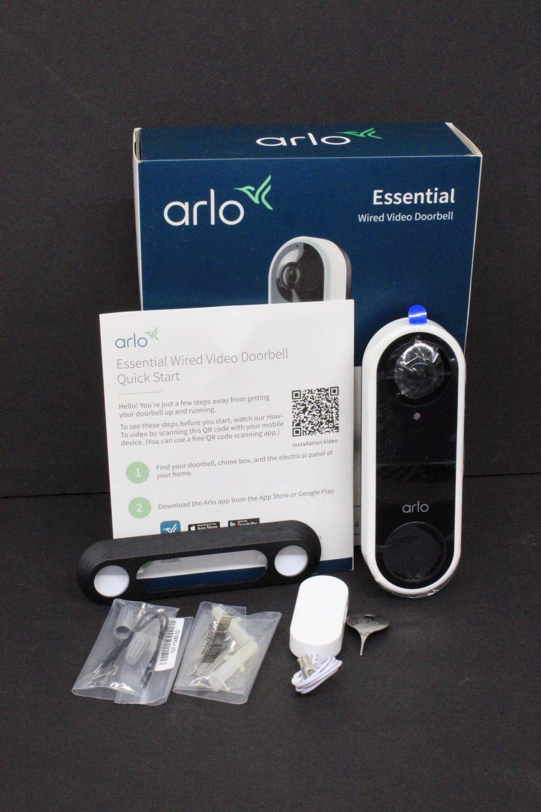 Arlo AVD1001 Essential White Wired Wi-Fi Video Doorbell NIOB Untested