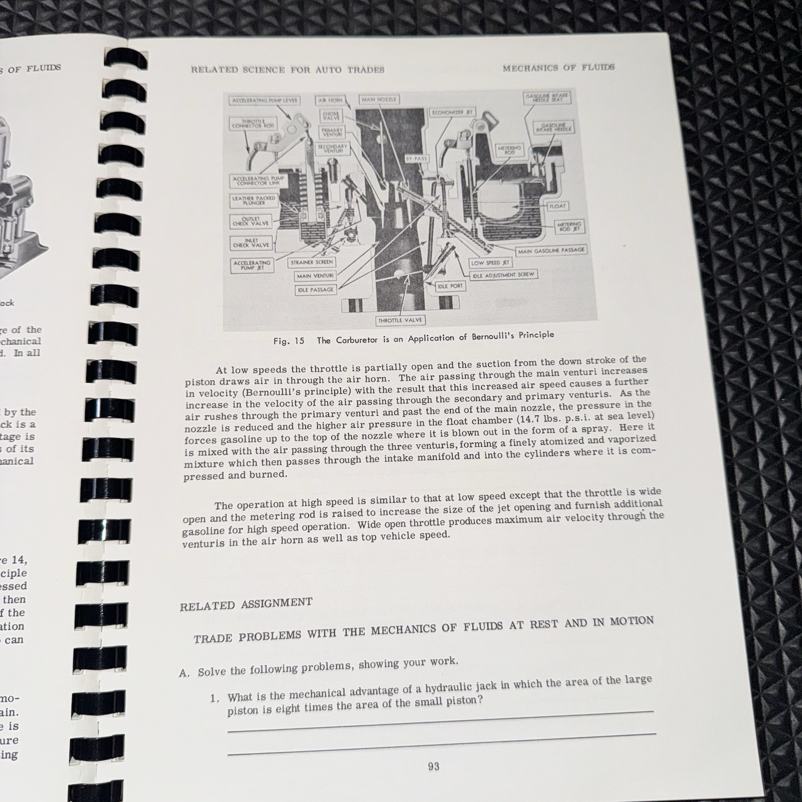 Vtg 1958 Automotive Trades Book - A BASIC SCIENCE WORKBOOK - Tech Service Guide