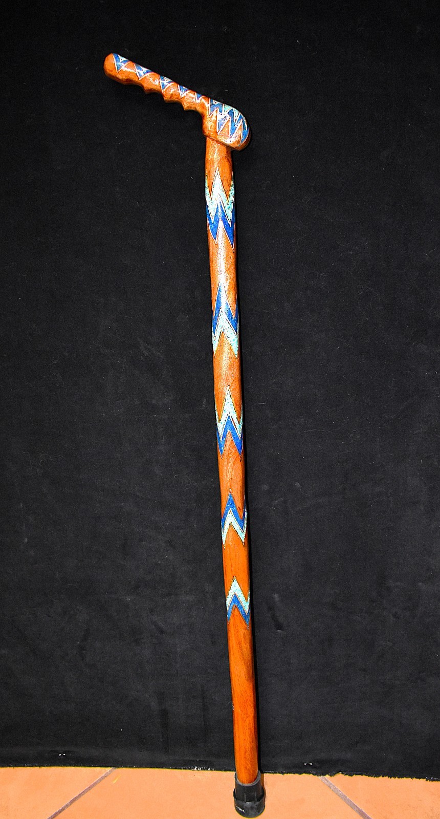 Handmade " Zig Zag " Cane Turquoise and Azurite