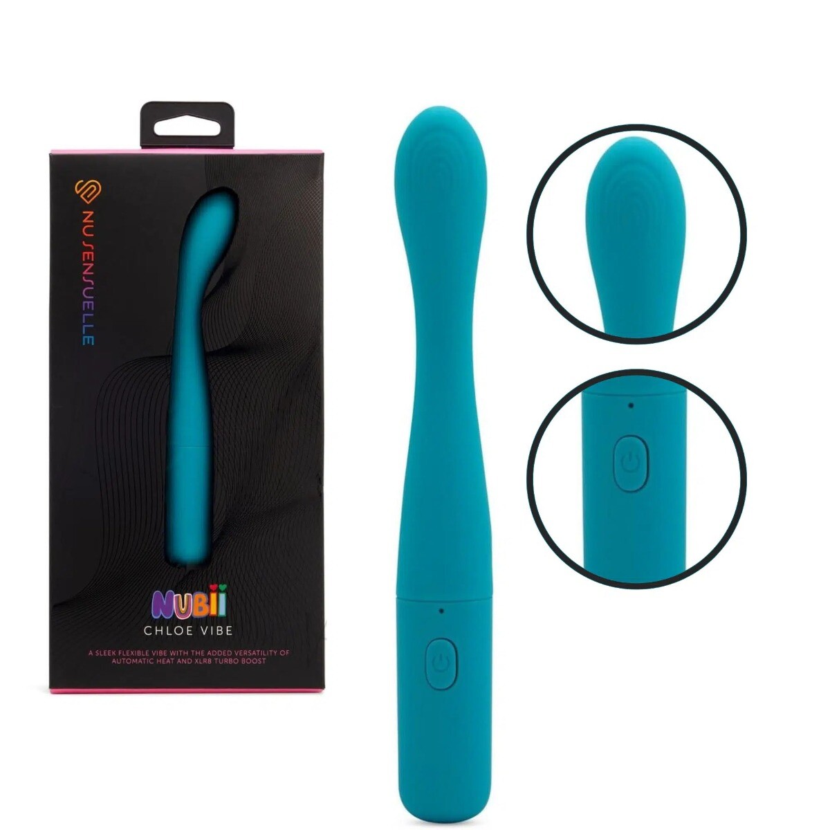 Nu Sensuelle Nubii Chloe Silicone Flexible Warming G-Spot Massager Wand Vibrator