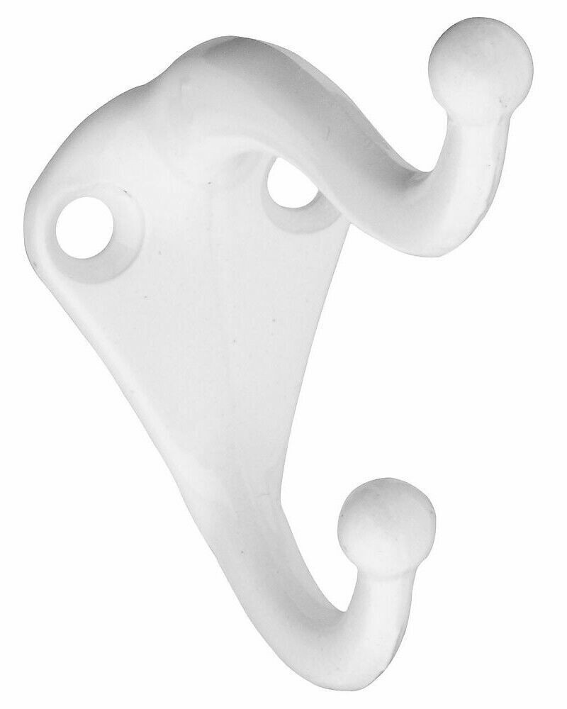 (NEW) National Hardware 2Pk Coat & Hat Hook Decorative Heavy Duty WHITE N248-369