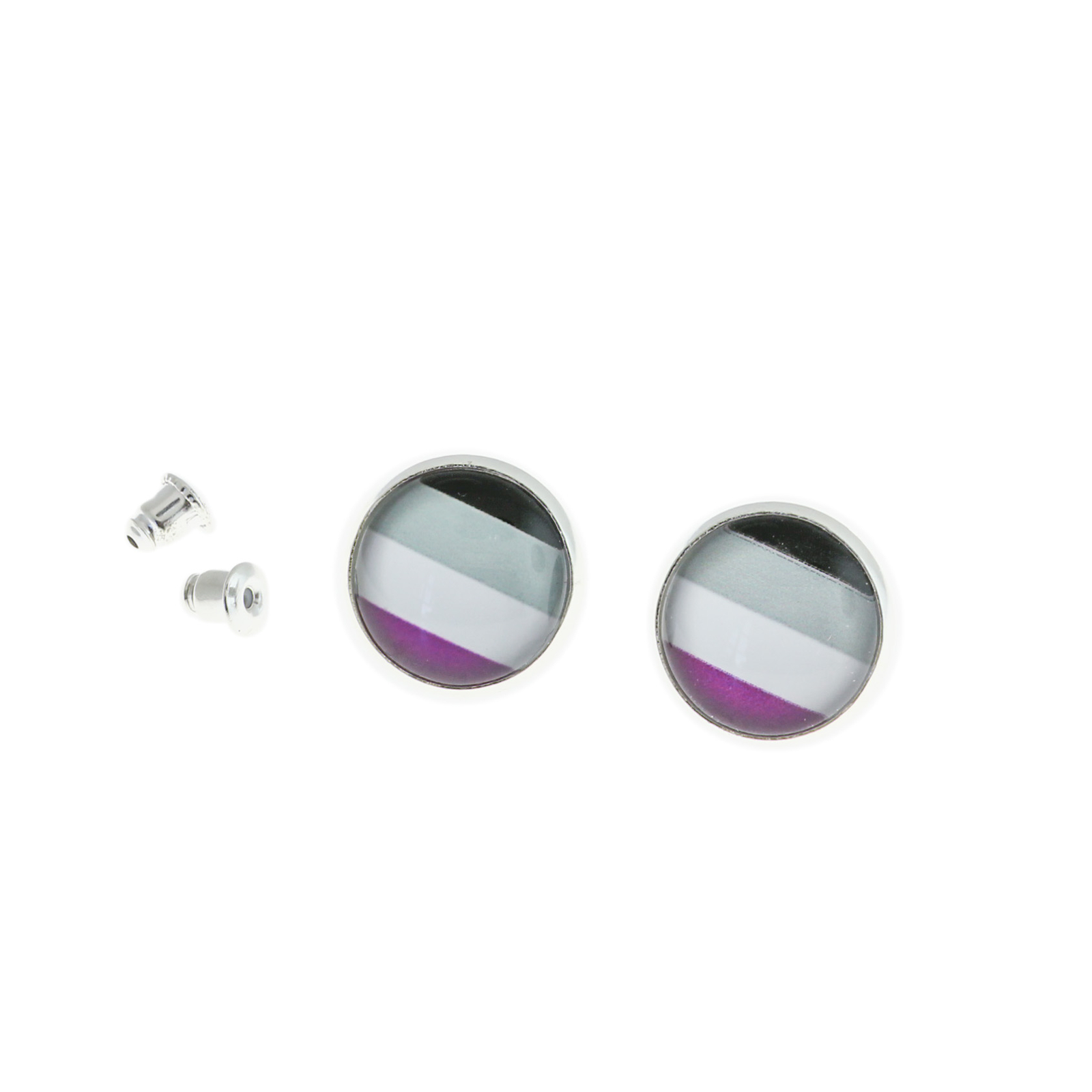 Stainless Steel Earrings - Asexual Pride Studs - 15mm - 2 Pieces 1 Pair - ER186