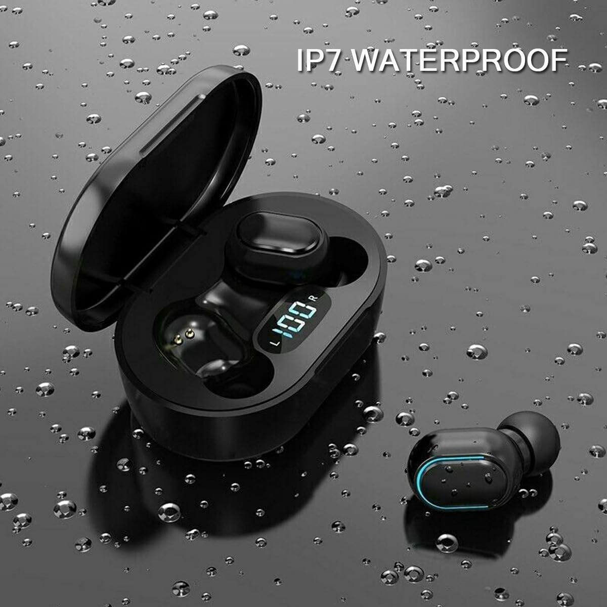 Wireless Earbuds with Bluetooth IPX7 Waterproof Button Control One-Step Pairing