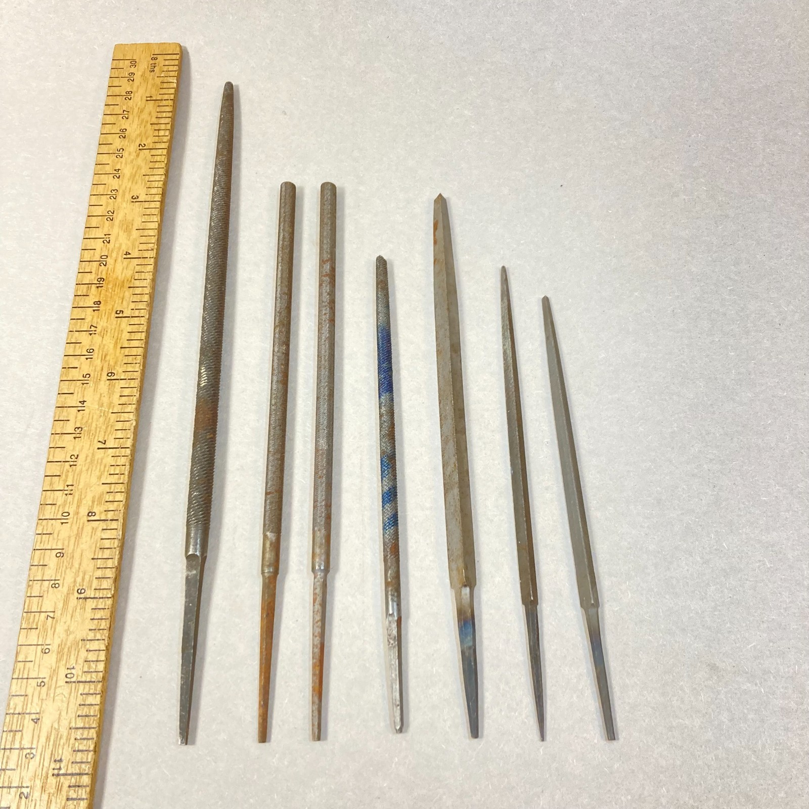 Vintage File Lot 7 Pc 3 Triangular 4 Round USA