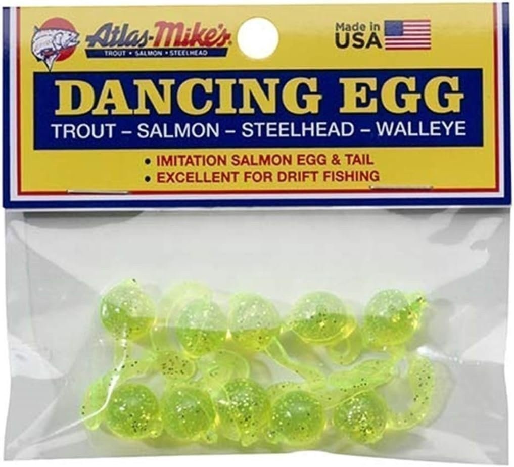 Atlas Mike's Bag of Dancing Salmon Fishing Bait Eggs (Pack of 10), Yellow