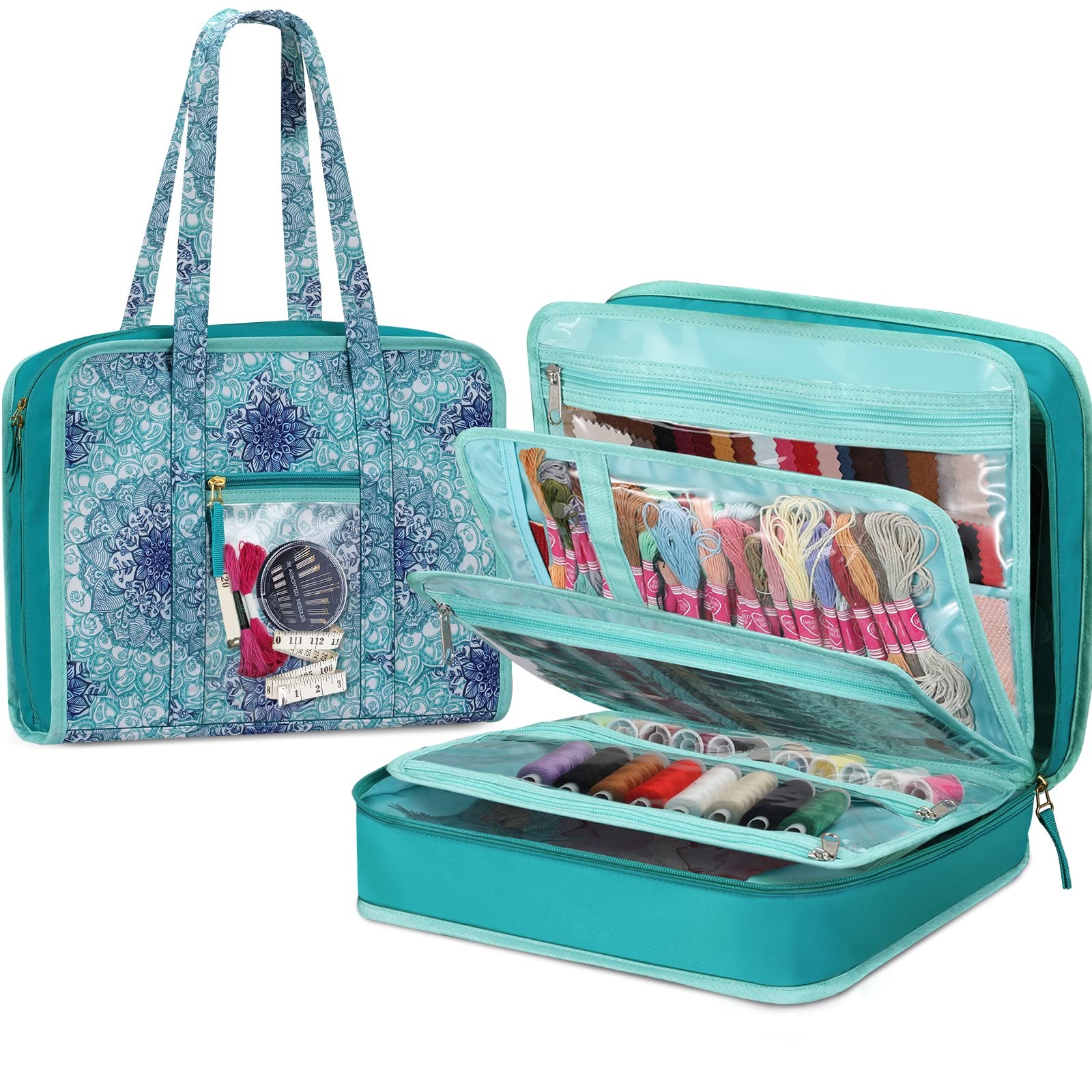FINPAC Sewing and Craft Supplies 13 x 4.5 x 10.5 inches, Emerald Illusions