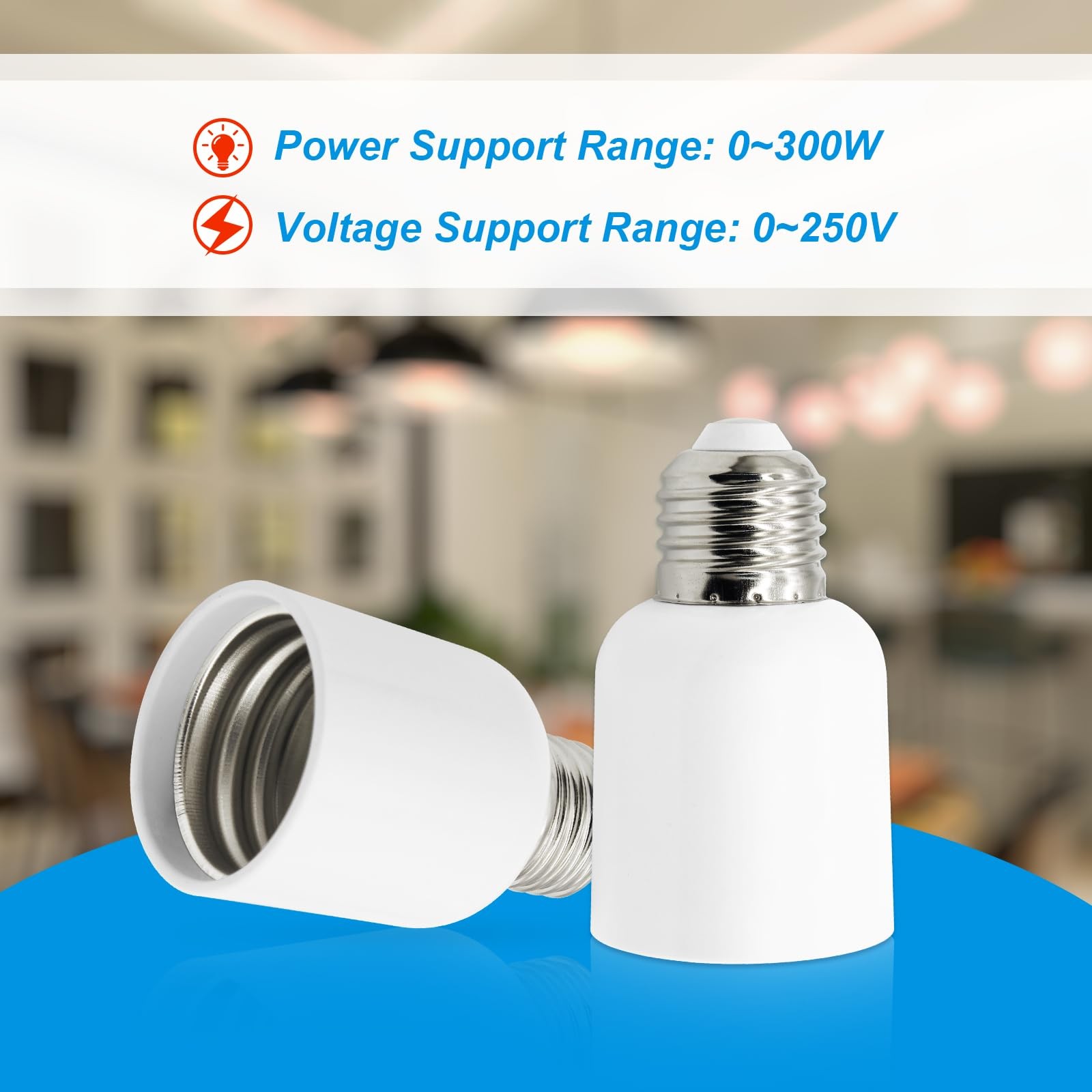 4 Pack E26 to E39 Adapter Converter, Medium Mogul Screw Bulb Socket, E26