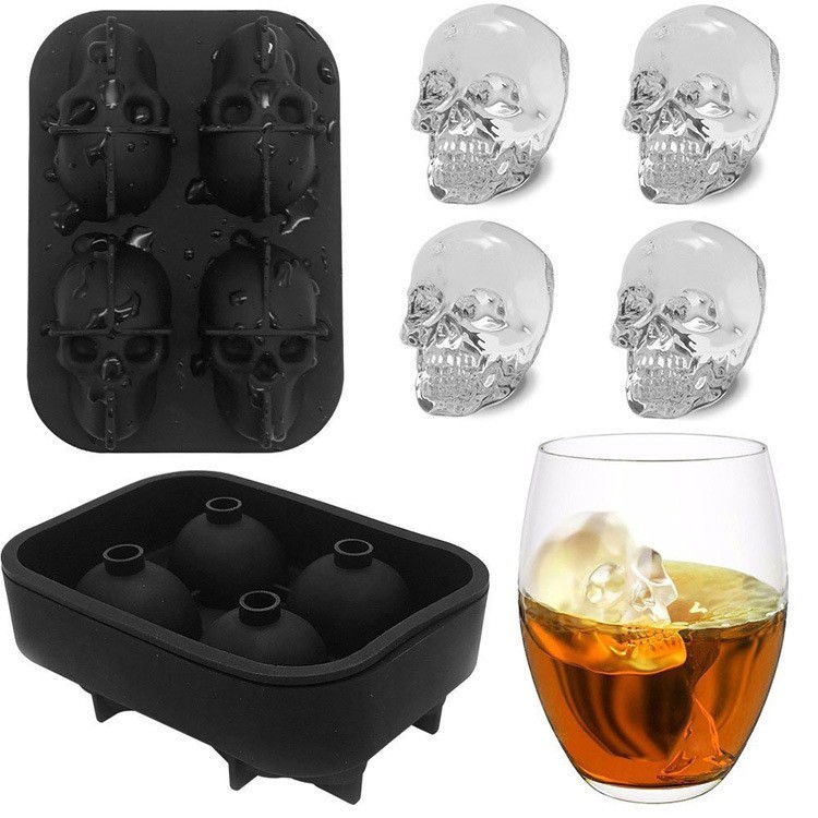 3D Skull Silicone Ice Cube Mold - 1.6'' Easy Release Flexible Silicone