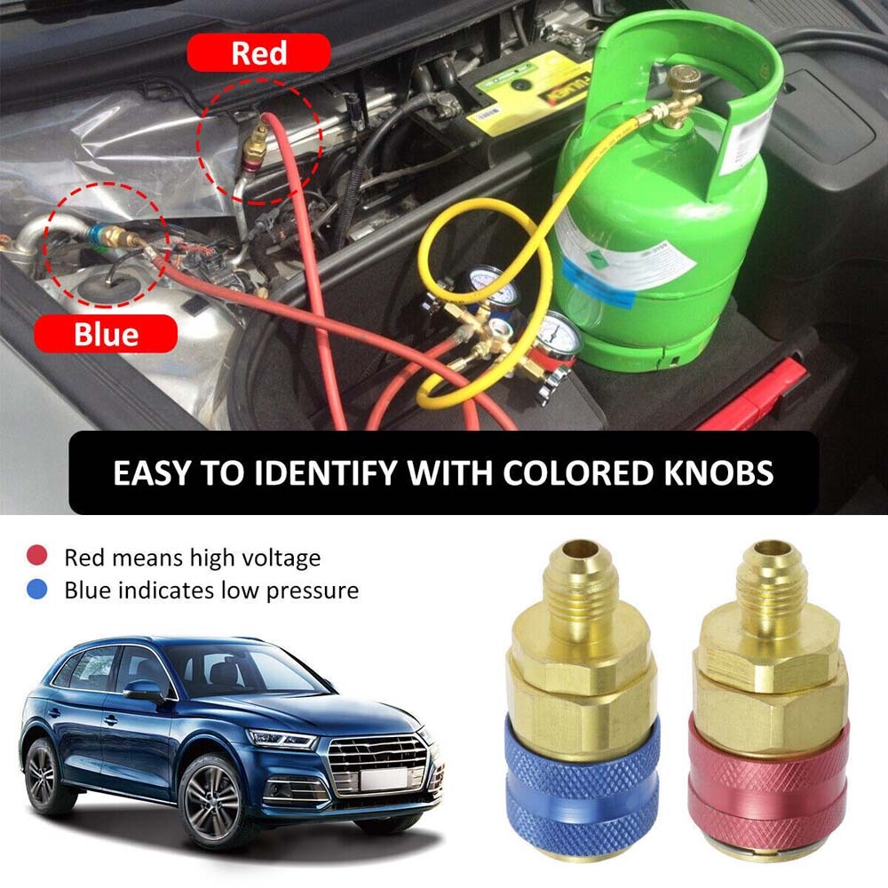 2X A/C AC Refrigerant Automotive Air Conditioning Quick Coupler Low & High Side
