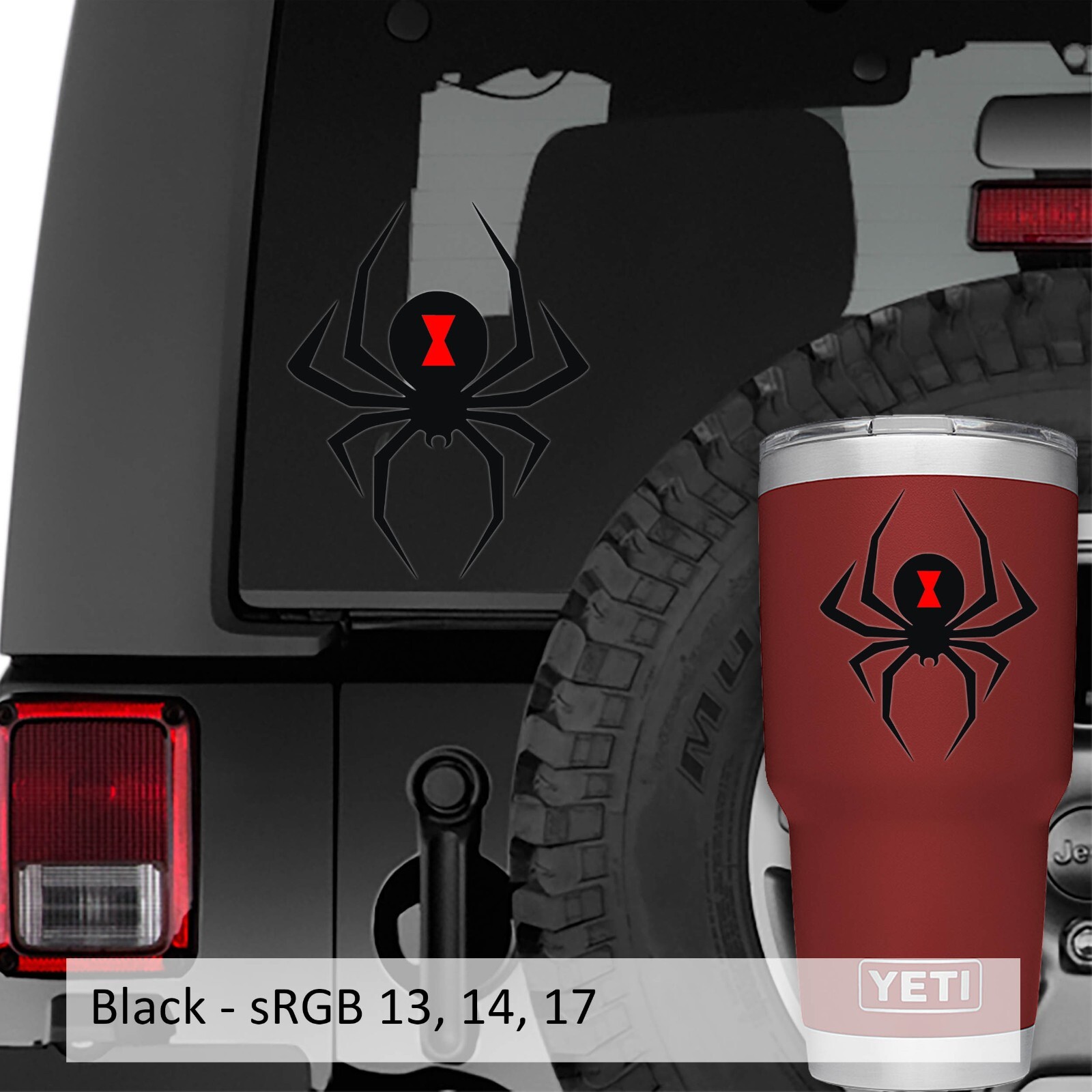 Black Widow Spider 2-Layered Vinyl Decal