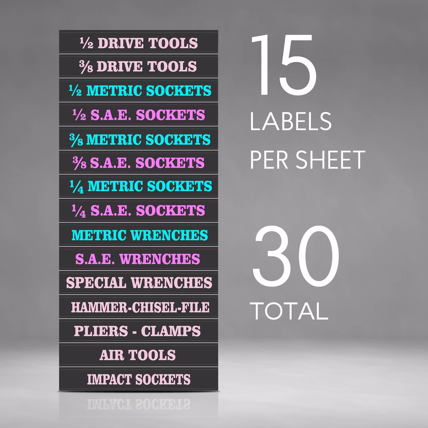 Ladies Edition - Adhesive TOOLBOX LABELS Organize Wrenches & Tools fast & easy