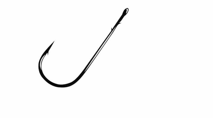 Gamakatsu Round Bend Straight Shank Worm Hook - Black Nickel, Choice of Size