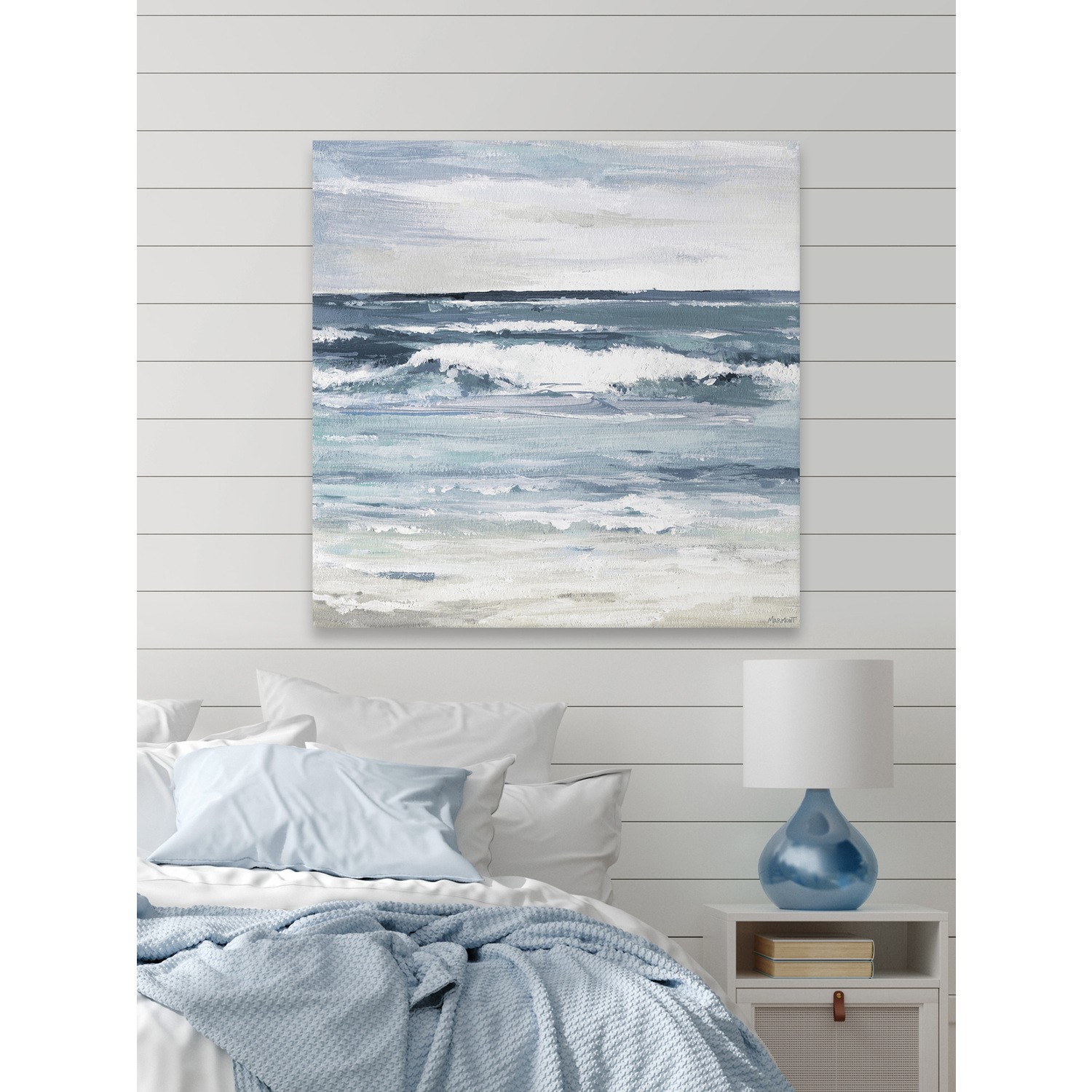 Marmont Hill White Waves Splash Painting Print on Wrapped Canvas