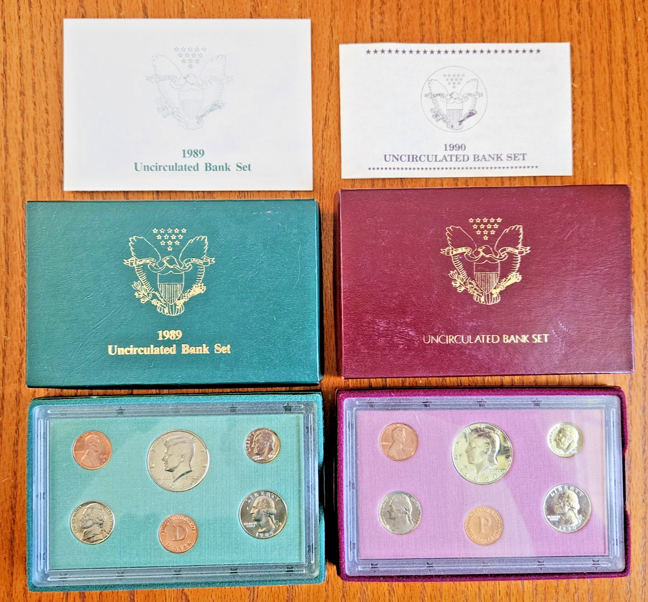 Lot 1989 & 1990 Uncirculated Bank Sets U.S Mint Denver Philadelphia Orig Gov Pkg
