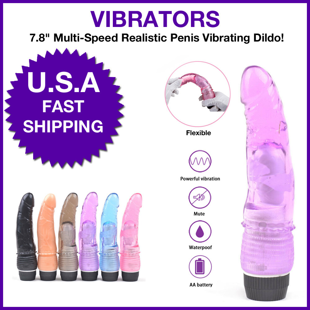 7.9" Multispeed Vibrator G-Spot Dildo Realistic Jelly Female Adult Sex Toys