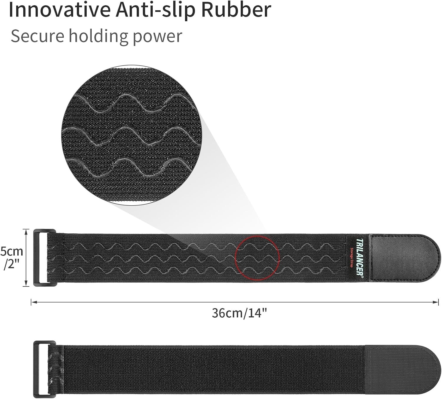 Secure and Sturdy 14" x 2" Elastic Cinch Straps with 2- Support - 6 Pack