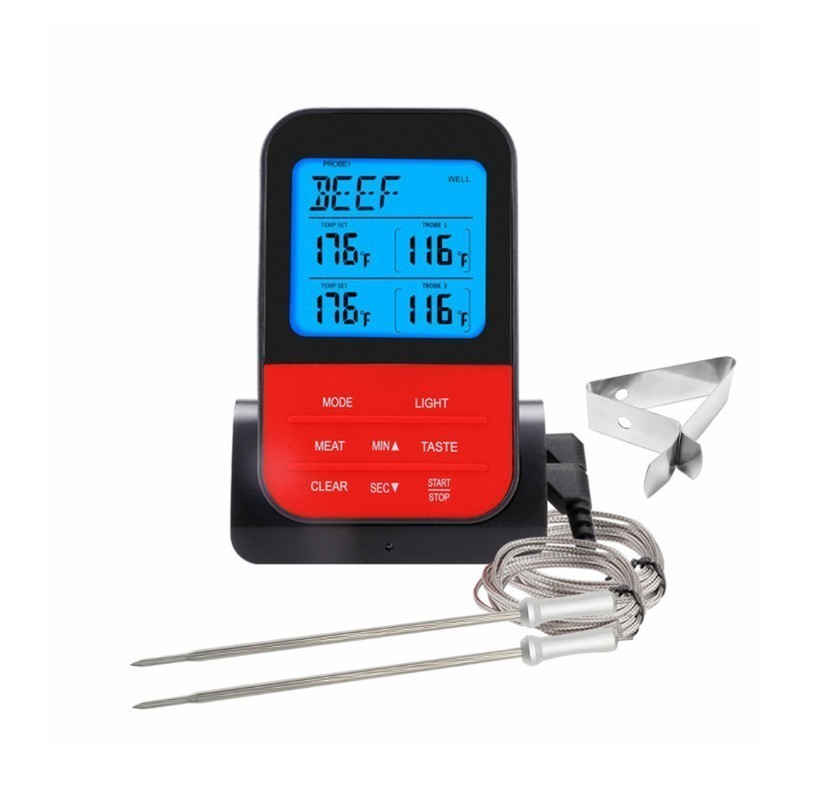Dual Probe Wireless Meat Thermometer Digital Display For BBQ Grill Smoker Oven