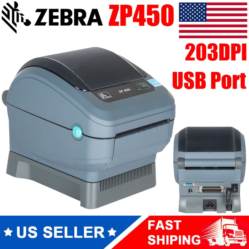 Zebra ZP450 203DPI USB Desktop Direct Thermal Shipping Label Printer US