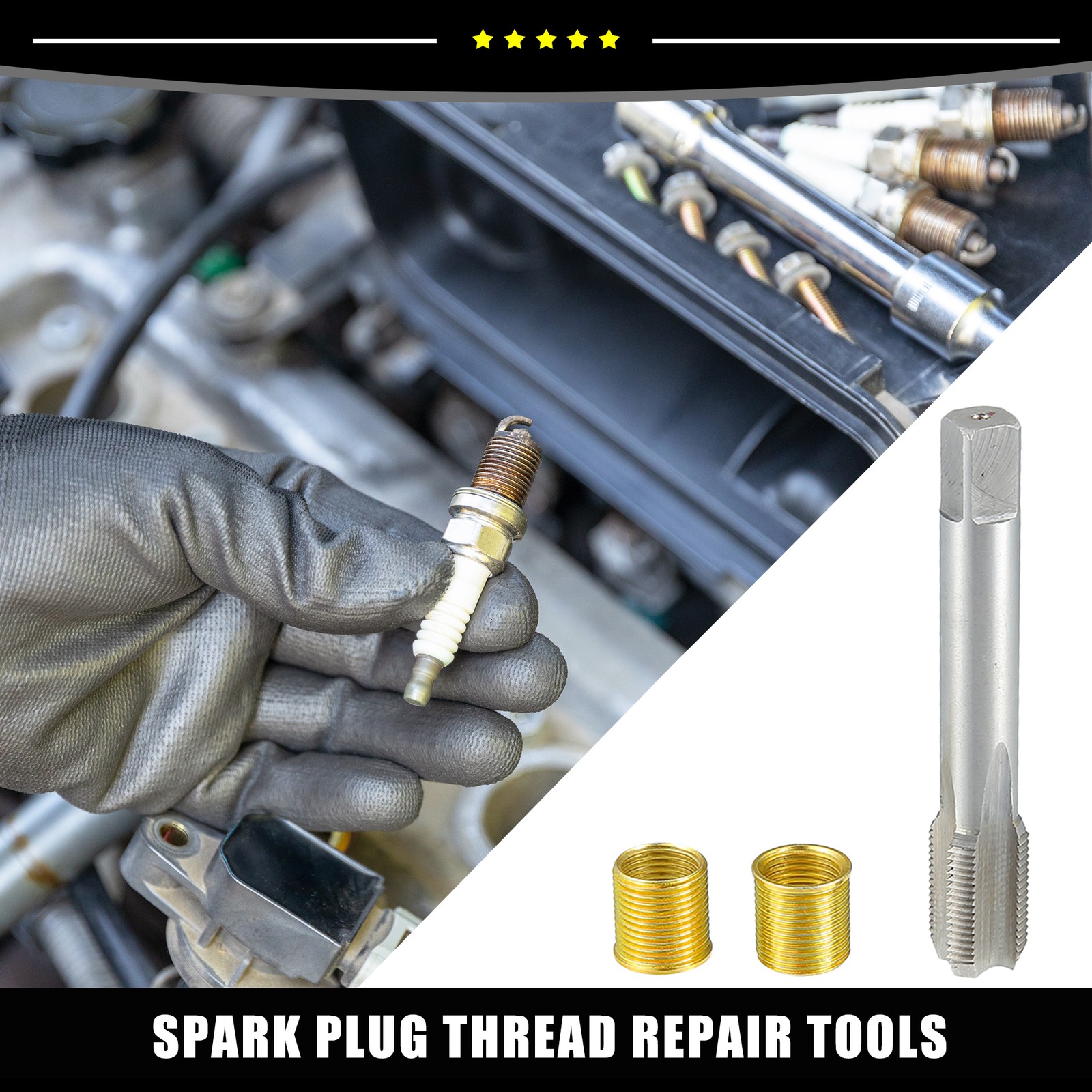 Universal Piece of 1 Spark Plug Thread Repair Tools with M14x1.25 Inserts