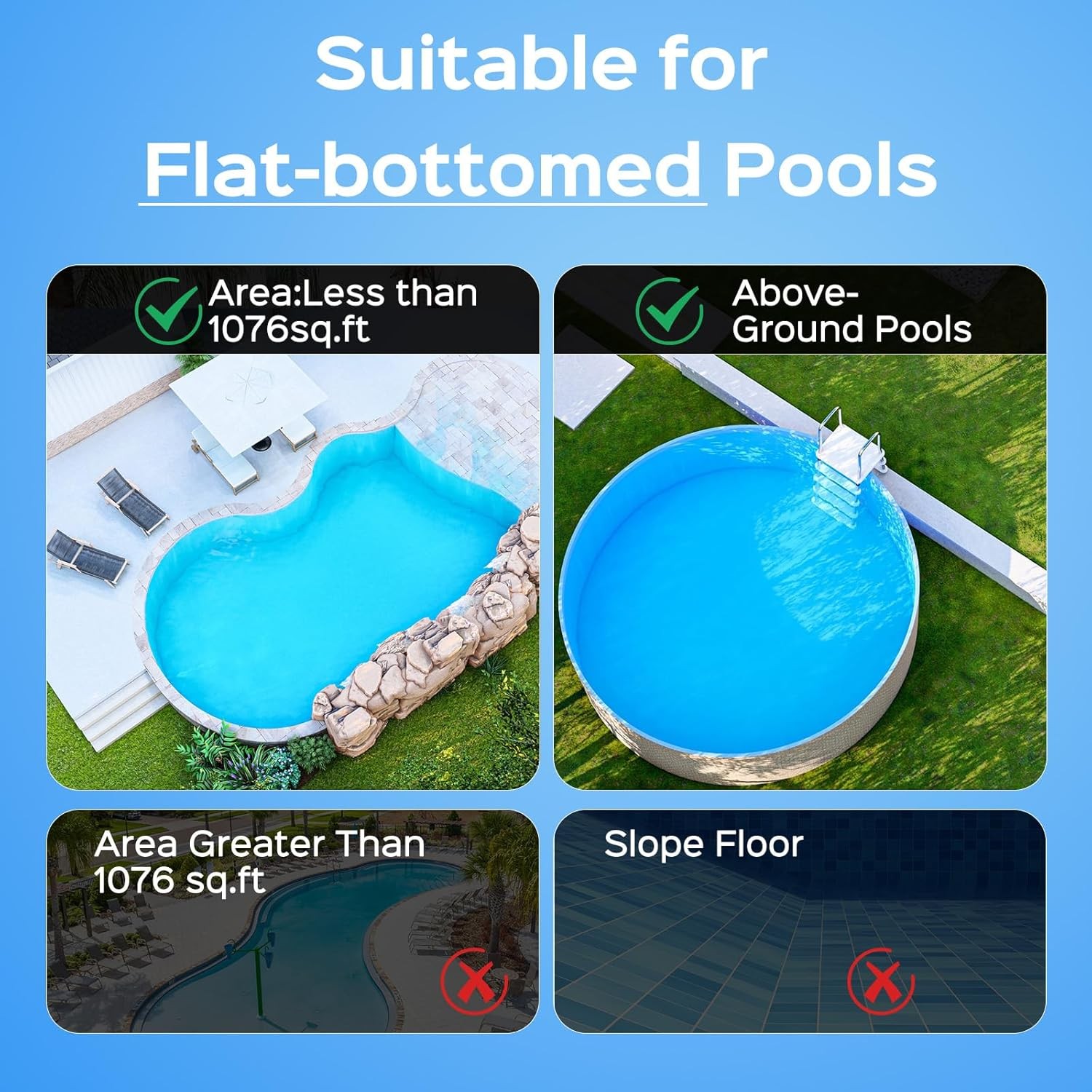 WYBOT A1 Cordless Robotic Pool Cleaner, Automatic Pool Vacuum Robot with 120Mins