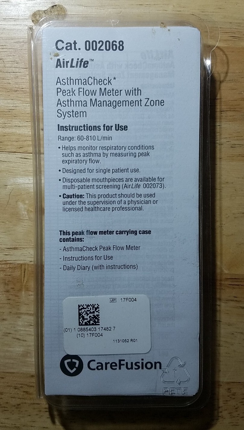 CareFusion Airlife Asthma Check Peak Flow Meter 002068