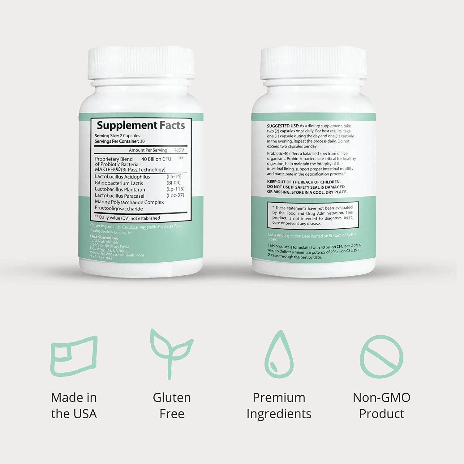 Premium Probiotic - 40 Billion CFU - Made with MAKTrek Bipass Technology