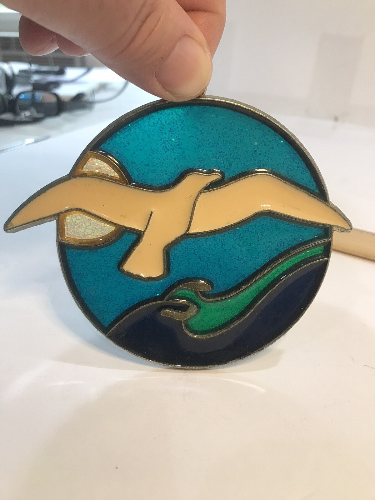 sun catcher acrylic seagull ocean sun round 4.5 "