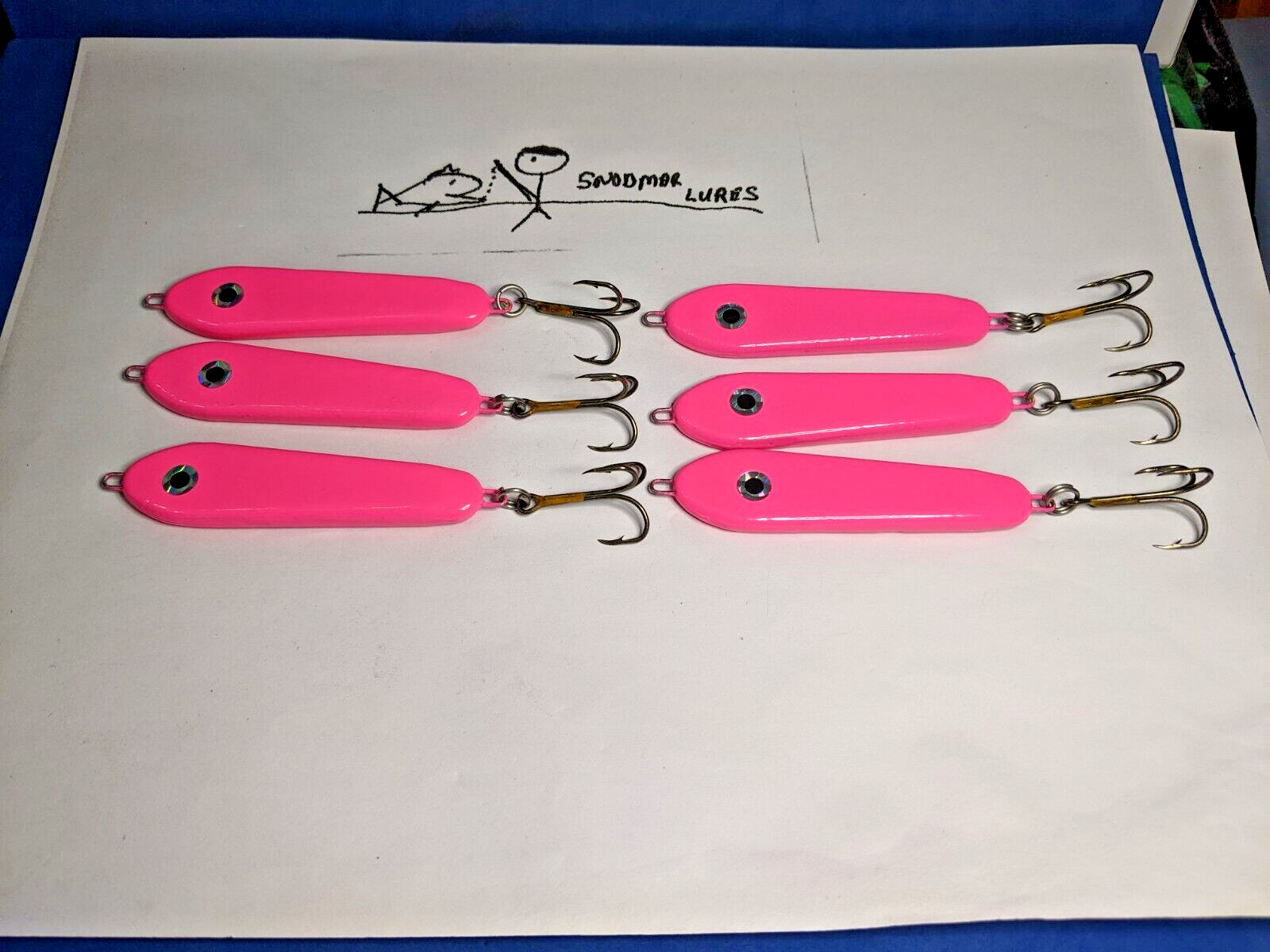 6 - 2 OZ  SLAB SPOON FISHING JIGGING CASTING LEAD LURES PINK