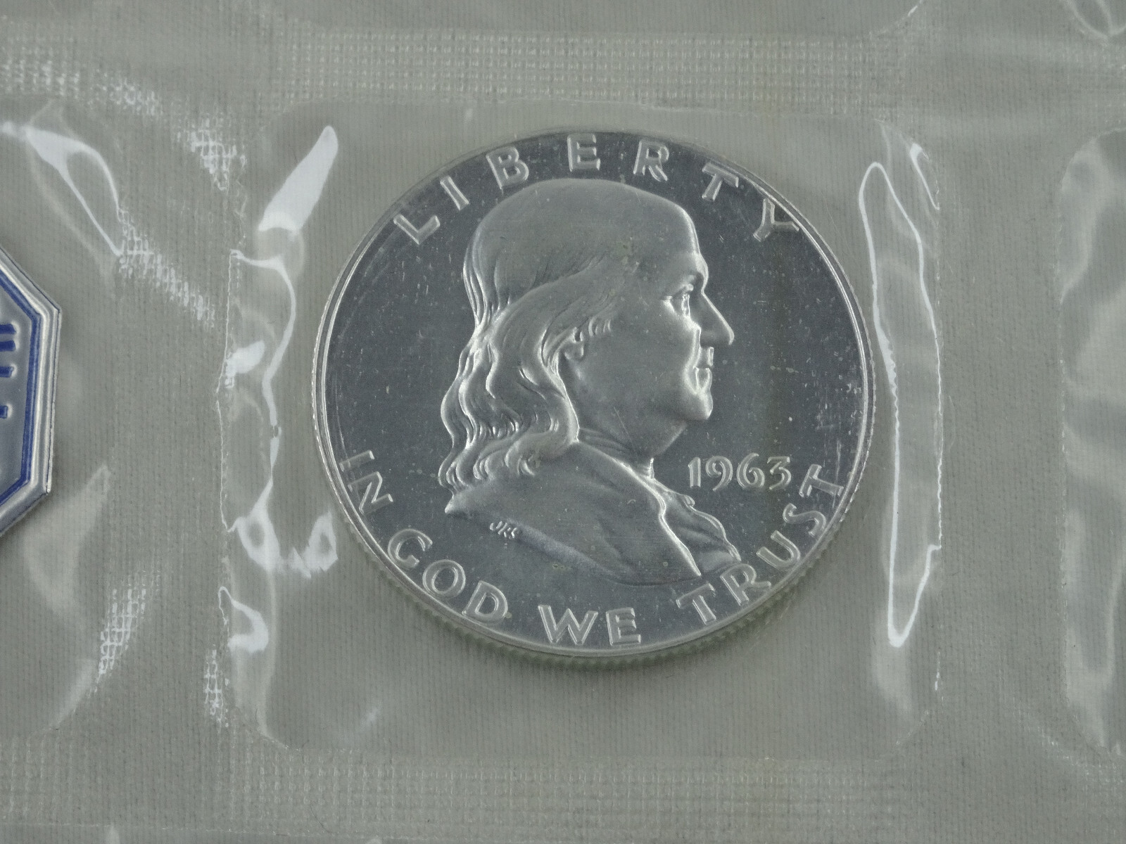 1963 US Mint Proof Set 5 Coins 90% Silver Original Envelope & Cello Flat Pack