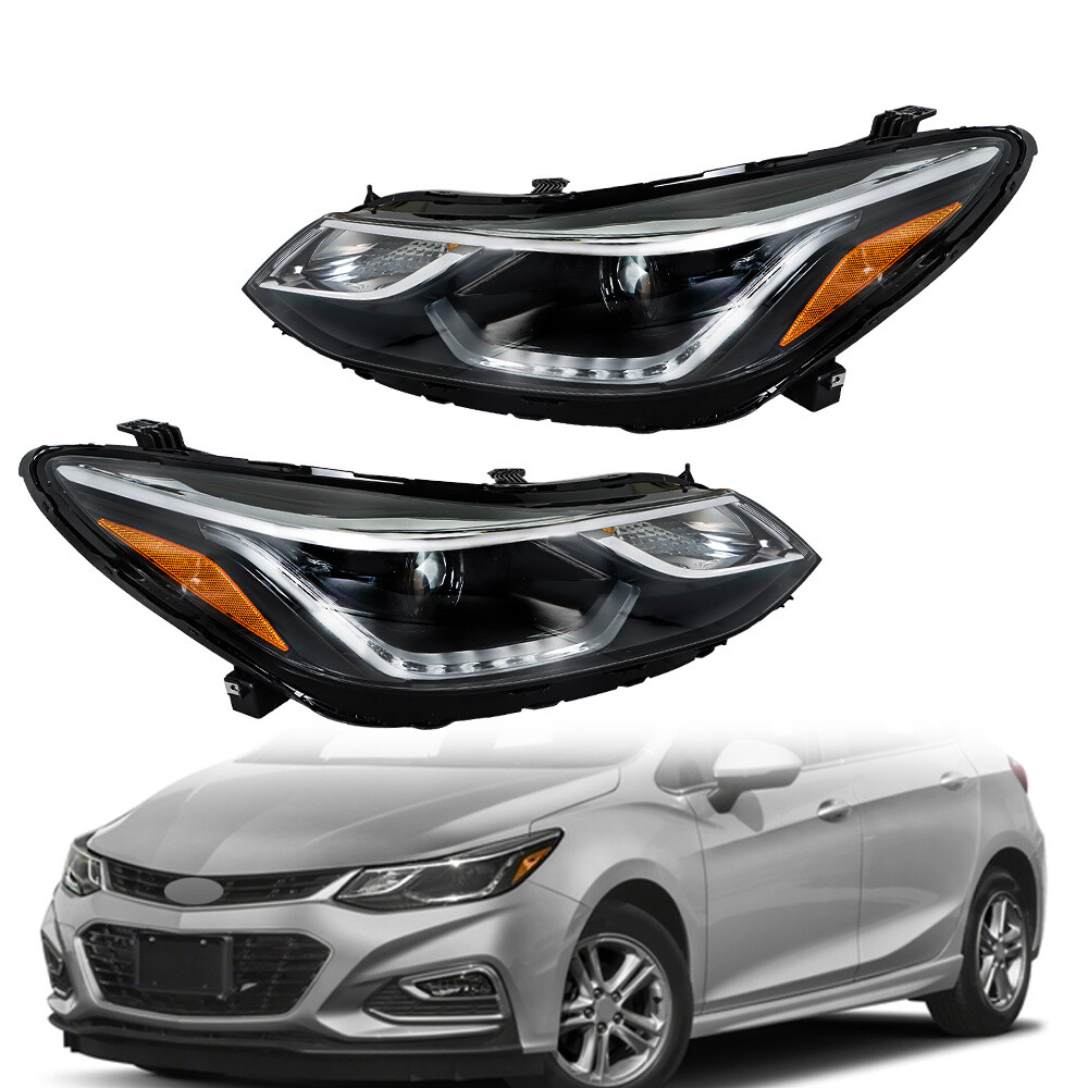 RH+LH Side For Chevy Cruze 2016-2018 Projector Halogen Headlights w/ LED DRL