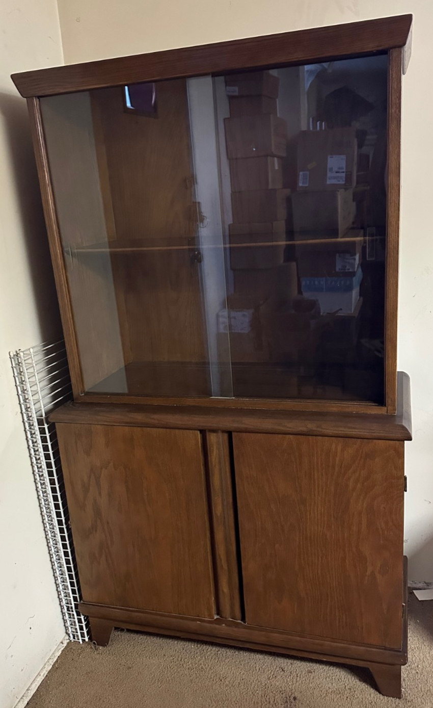 MCM Dining Table Set with 4 Upholstered Chairs and China Cabinet