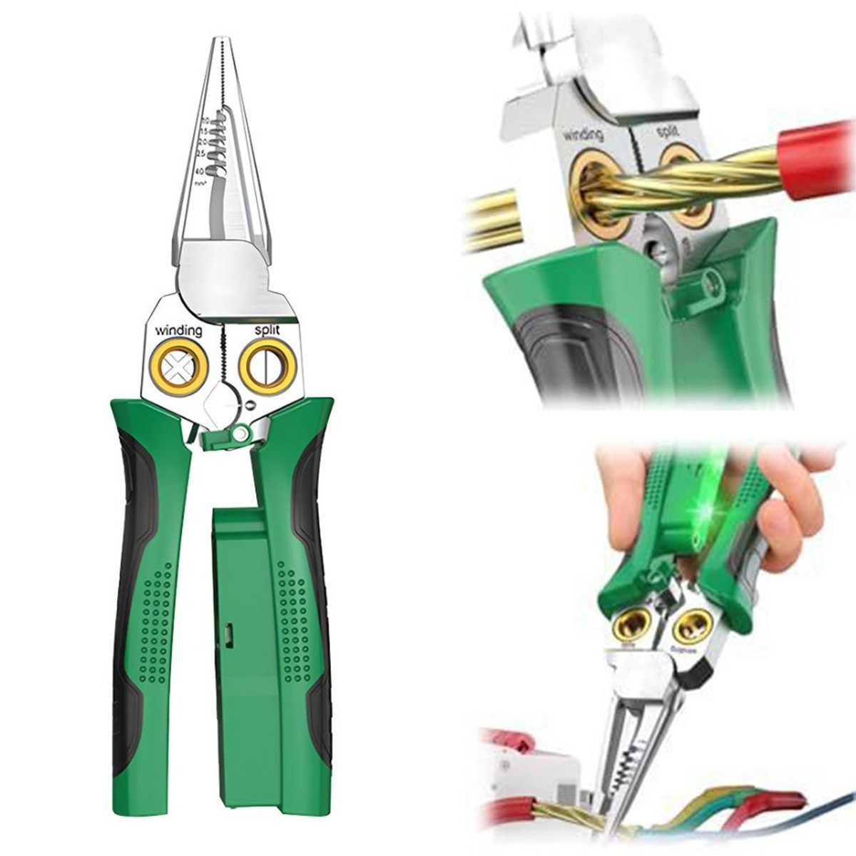 Wire Stripper Twister, Cable Scissors, Voltage Tester Pliers, 8-In-1